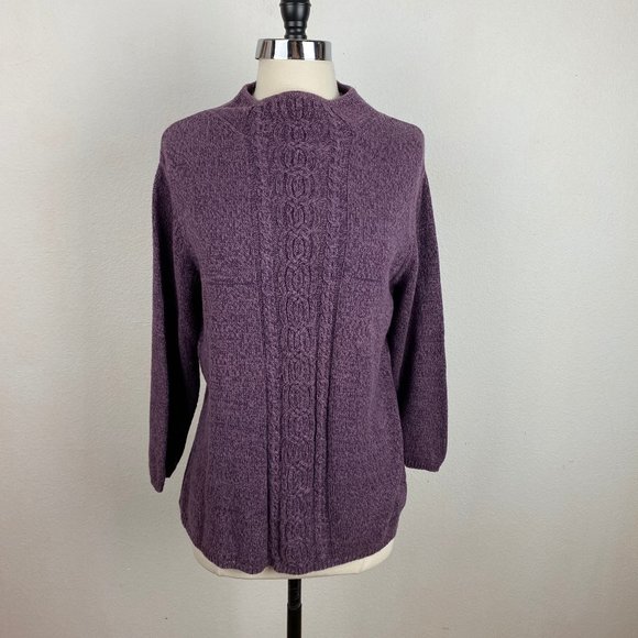 Dockers Soft Purple Womens Sweater Pullover 3/4 Sleeve Ramie/Cot Mock Collar Lg - Picture 1 of 8